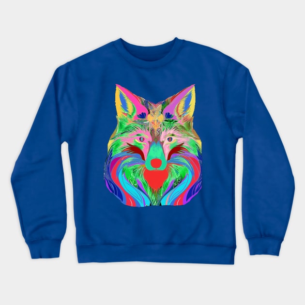 COLOURFUL FOX HEAD LIGHT COLORED Crewneck Sweatshirt by sailorsam1805